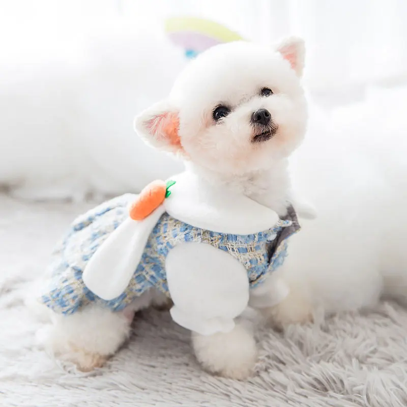 

Dog Clothes New Style Small Fragrant Wind Autumn and Winter Woolen Skirt Puppy Princess Dress Small Dog Dress Cat Pet Clothes