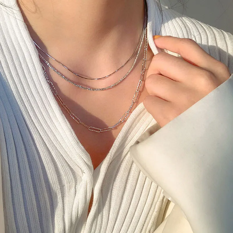 925 Sterling Silver Shiny Chain Choker Necklace for Women Minimalist Bling Clavicle Chain Accessory Gift
925 Sterling Silver Shiny Chain Choker Necklace for Women Minimalist Bling Clavicle Chain Accessory Gift