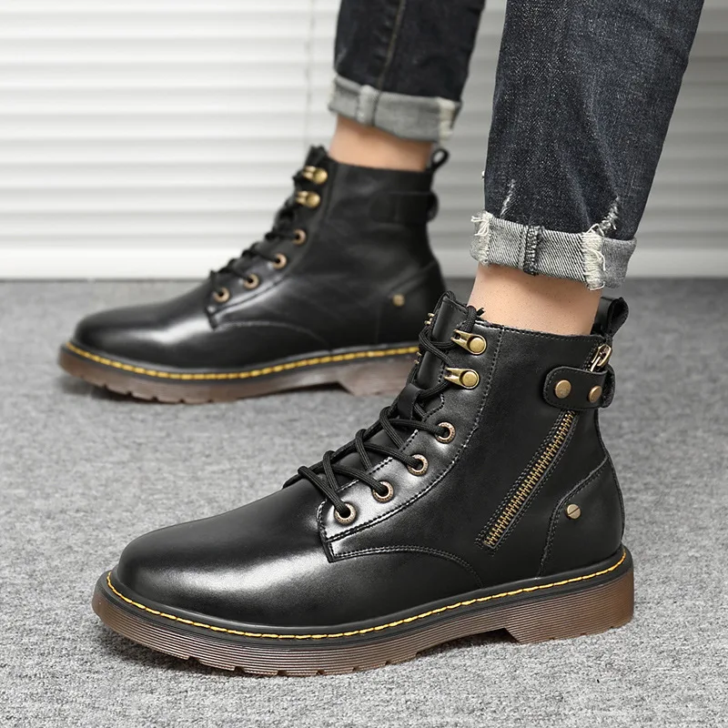 British style men's casual cowboy boots black platform shoes autumn winter desert botines hombre ankle botas masculinas zapatos
British style men's casual cowboy boots black platform shoes autumn winter desert botines hombre ankle botas masculinas zapatos