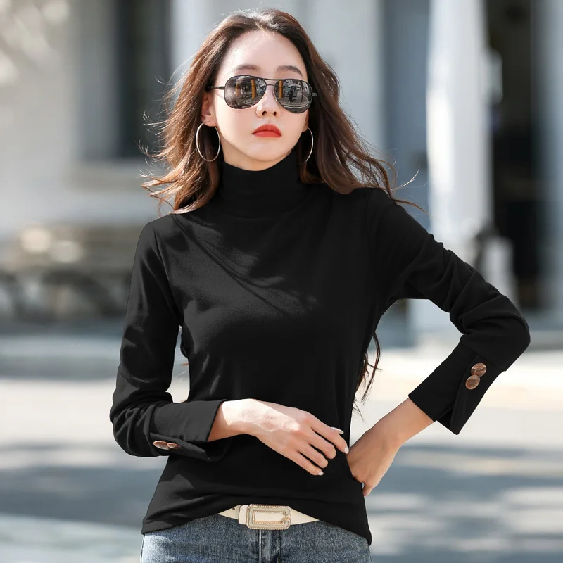 #0316 Winter Turtleneck T Shirt Women Long Sleeve Buttons Casual Fleece T Shirt Warm Thick Woman T-shirts Slim Thick
#0316 Winter Turtleneck T Shirt Women Long Sleeve Buttons Casual Fleece T Shirt Warm Thick Woman T-shirts Slim Thick