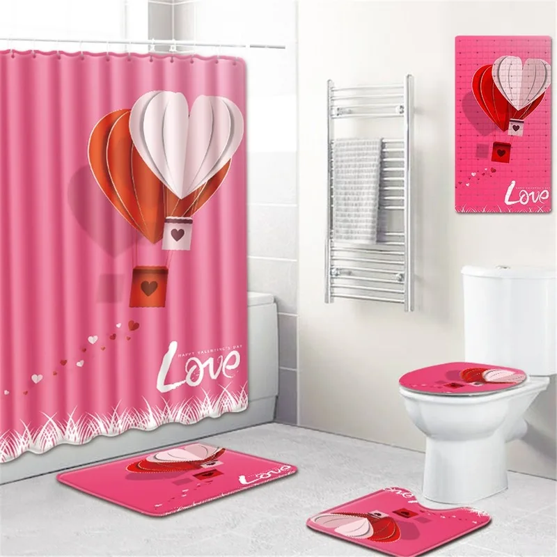 Valentine's Day Shower Curtain Bathroom Mat Toilet Cover Mat Non-Slip Household Mat Kitchen Pad Five-Piece Carpet
Valentine's Day Shower Curtain Bathroom Mat Toilet Cover Mat Non-Slip Household Mat Kitchen Pad Five-Piece Carpet