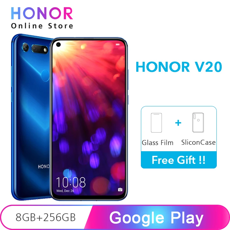 Google Play Honor V20 смартфон с восьмиядерным процессором Kirin 980 ОЗУ 8 Гб ПЗУ 128 ГБ 256 48