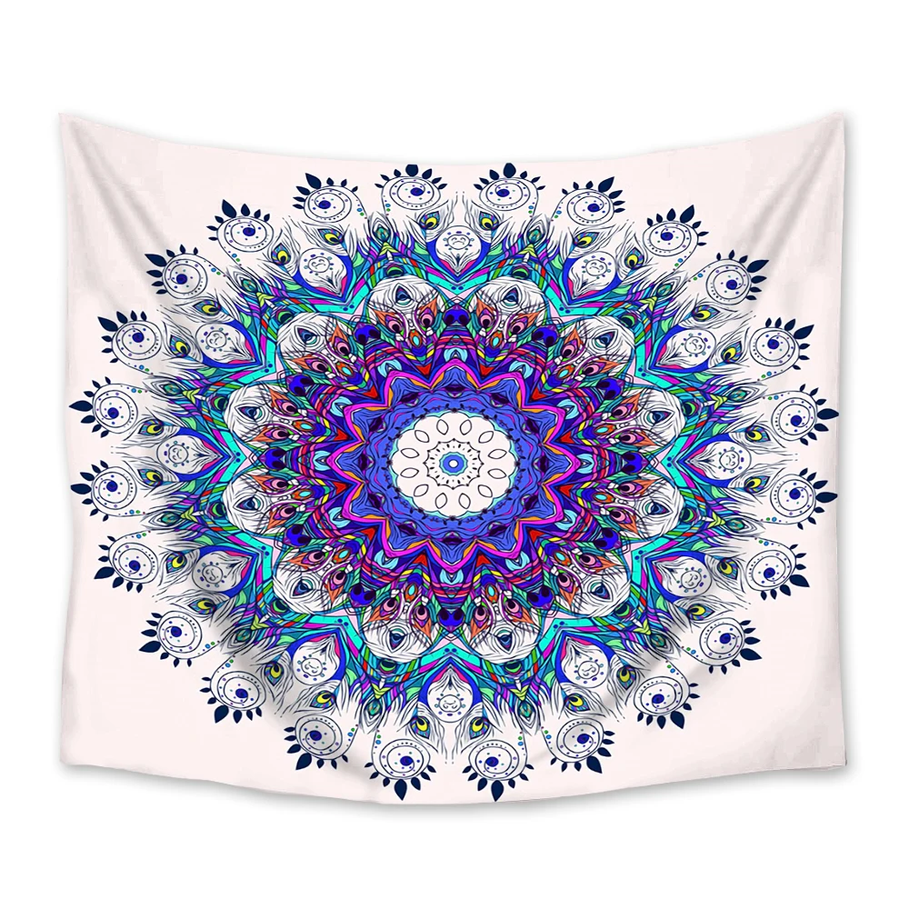 

Peacock Feather Mandala Flower Tapestry Wall Hanging Wall Decor Tapestries Bedspread Sheet Carpet Throw Yoga Mat Home Bedroom