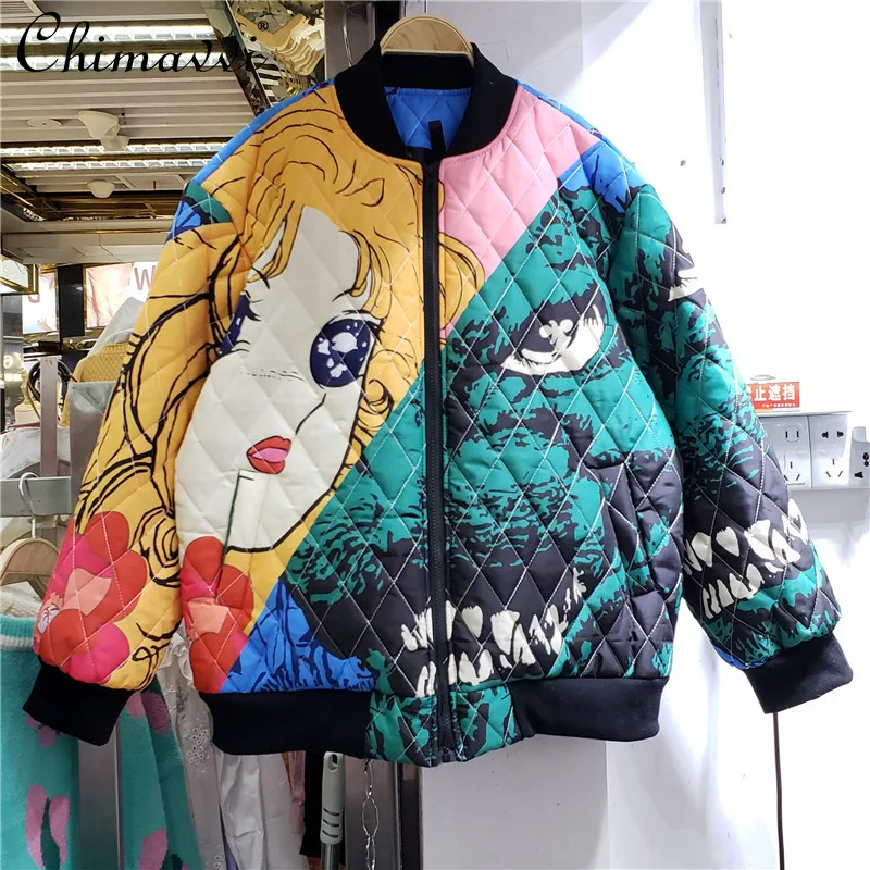 2021 Winter New Female Fashion Vintage Cotton-Padded Baseball Jacket Women's High Street Cartoon Printed Fairy Quilted Coat
2021 Winter New Female Fashion Vintage Cotton-Padded Baseball Jacket Women's High Street Cartoon Printed Fairy Quilted Coat
