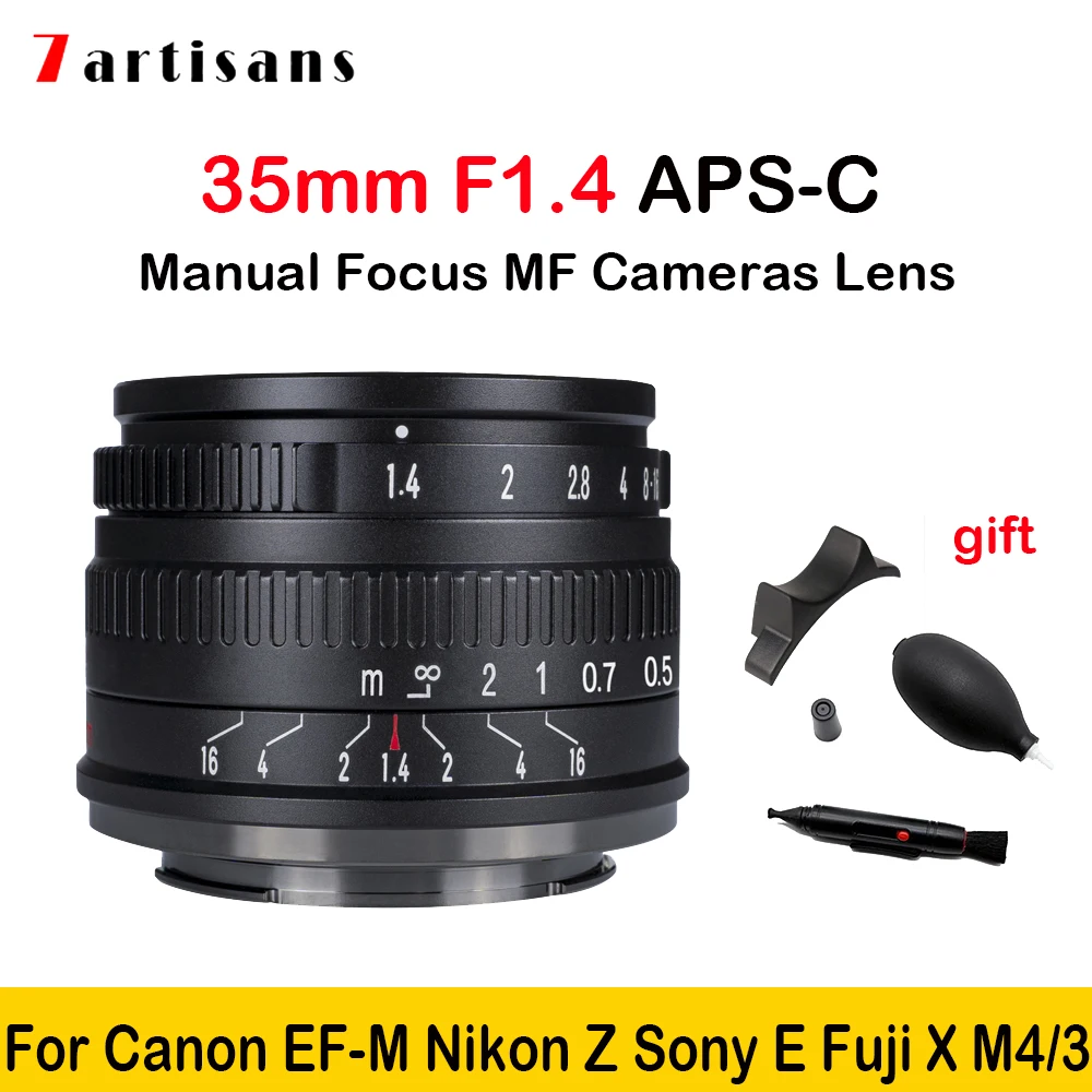 

Объектив для камеры 7artisans 35 мм F1.4 ручная фокусировка MF для Canon APS-C Sony E Mount Fujifilm X Olympus M4/3 Nikon Z ZFC Panasonic