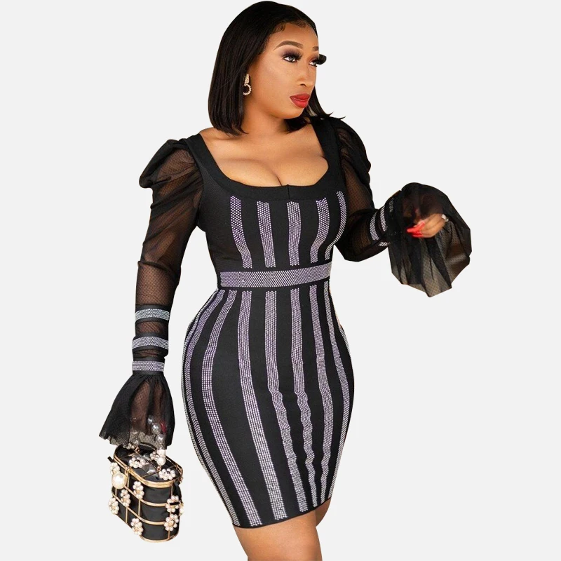African Dresses For Women Plunge Square Collar Mesh Puff Sleeve 2021 New Fashion Sexy Skinny Gauze Splice African Clubwear Dress
African Dresses For Women Plunge Square Collar Mesh Puff Sleeve 2021 New Fashion Sexy Skinny Gauze Splice African Clubwear Dress