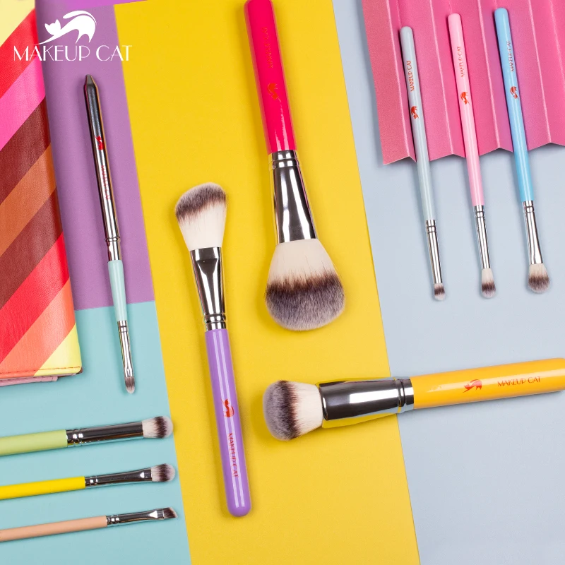Makeup Cat Cosmetic Brush-Colourful Handle Set-10Pcs Synthetic Hair Brushes-Portable Makeup Bag-Soft Hair Make up tools-beginer
Makeup Cat Cosmetic Brush-Colourful Handle Set-10Pcs Synthetic Hair Brushes-Portable Makeup Bag-Soft Hair Make up tools-beginer