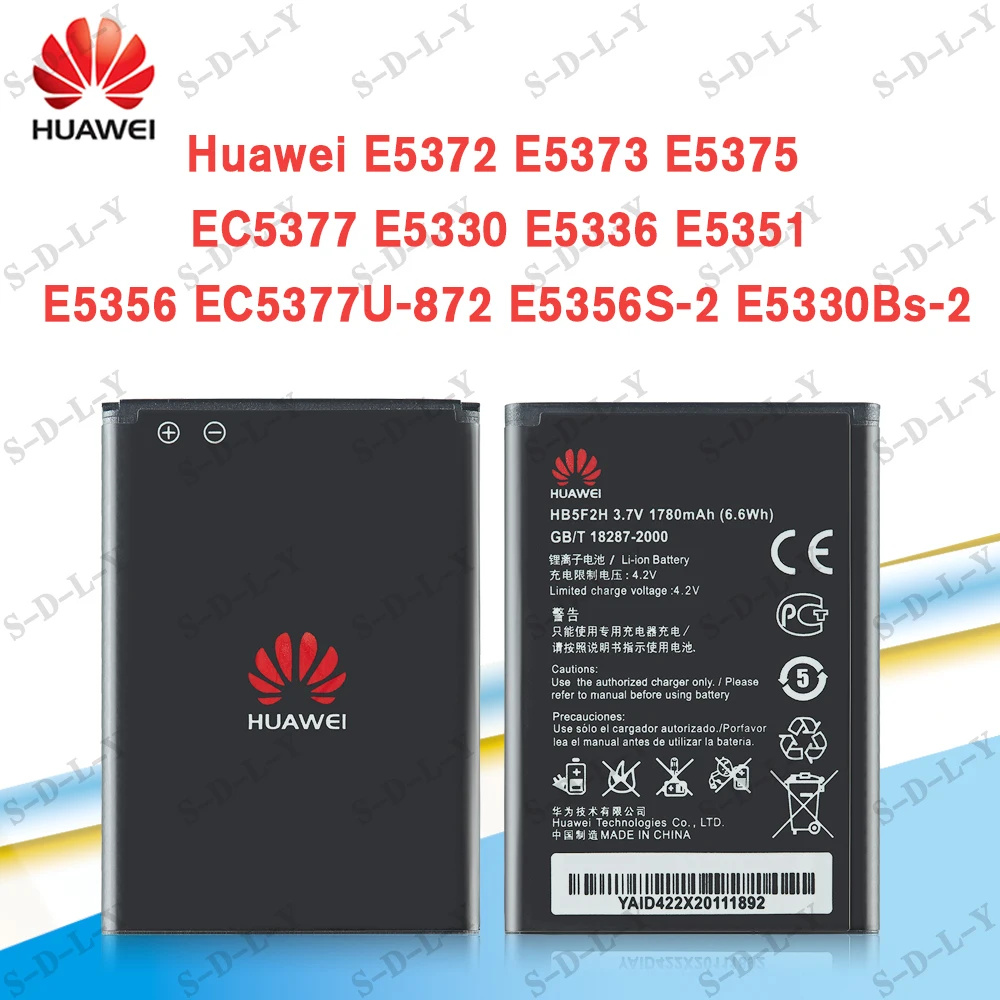 3.7V 1780mAh HB5F2H for Huawei E5372 E5373 E5375 EC5377 E5330 E5336 E5351 E5356 EC5377U-872 E5356S-2 E5330Bs-2 Battery
3.7V 1780mAh HB5F2H for Huawei E5372 E5373 E5375 EC5377 E5330 E5336 E5351 E5356 EC5377U-872 E5356S-2 E5330Bs-2 Battery