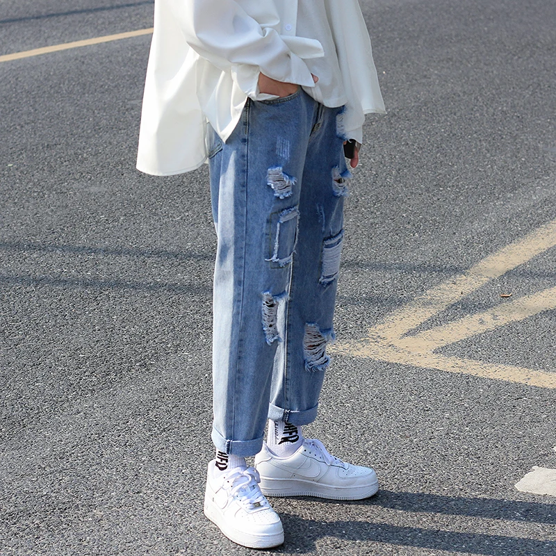 Biker Pants Stylish Ripped Slim Straight Frayed Denim Trousers New Fashion Skinny Jeans Men Clothes
Biker Pants Stylish Ripped Slim Straight Frayed Denim Trousers New Fashion Skinny Jeans Men Clothes