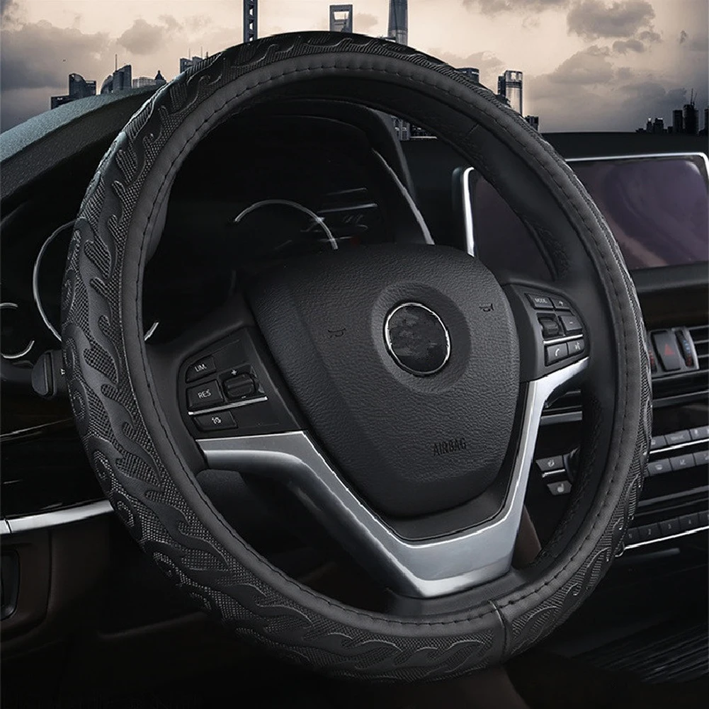 38cm Four Seasons Luxury Genuine Leather Car Steering Wheel Cover 3D Anti-skid Pattern Auto Steering Covers Car Styling Black
38cm Four Seasons Luxury Genuine Leather Car Steering Wheel Cover 3D Anti-skid Pattern Auto Steering Covers Car Styling Black
