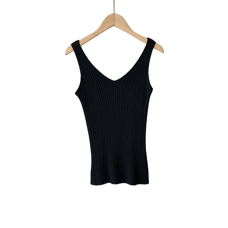 Ice-feeling Slimmed Sling Knitted Vest Women 2021 Spring/summer Short Model Inside Tank Tops