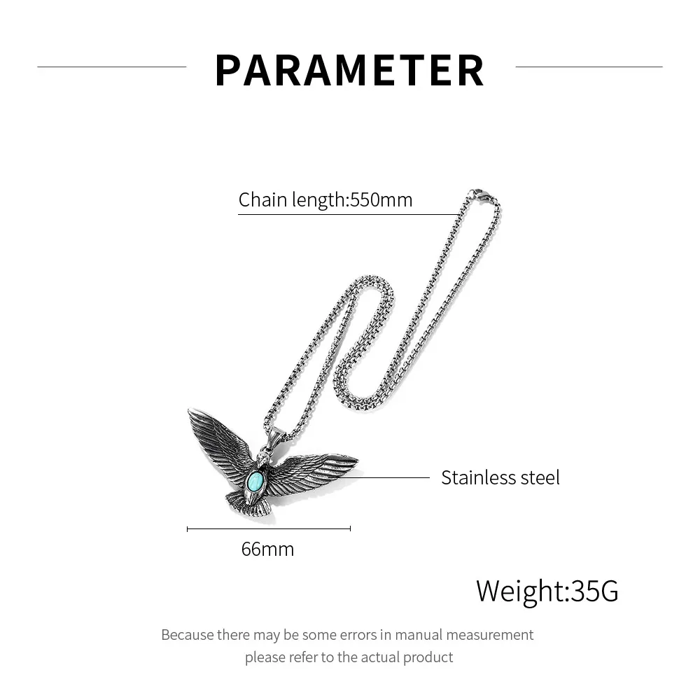 European and American style Men's Eagle Wings Pendant, Personalized Design Inlaid Blue Turquoise Titanium Steel Jewelry
European and American style Men's Eagle Wings Pendant, Personalized Design Inlaid Blue Turquoise Titanium Steel Jewelry