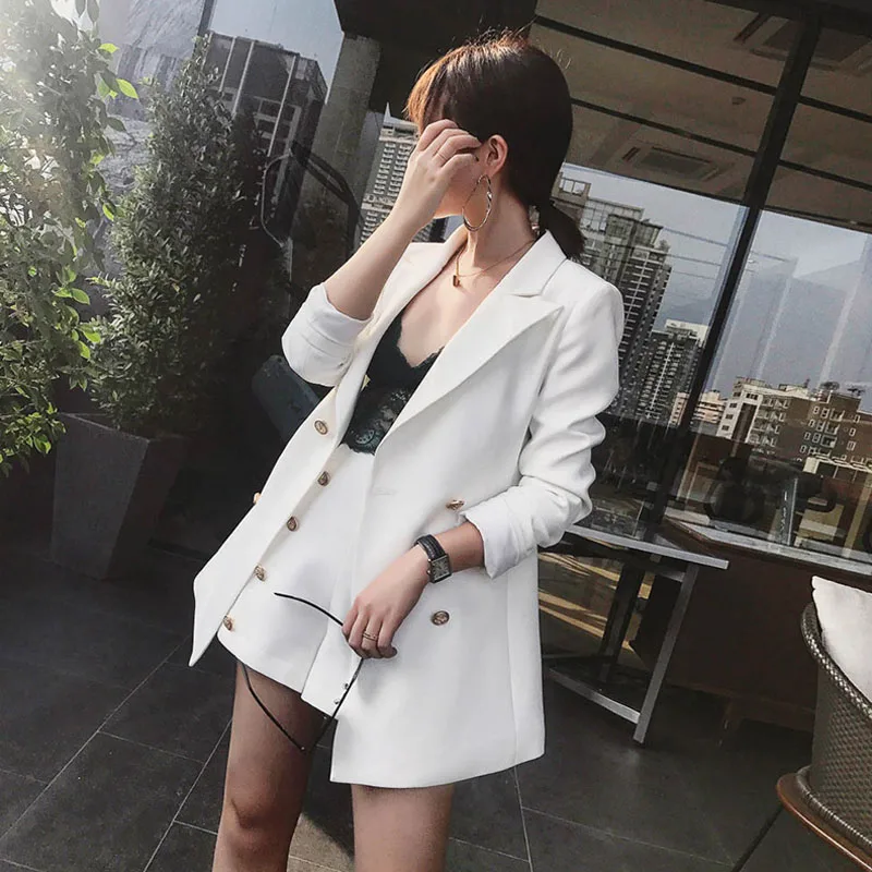 New Autumn and Winter ELegant Office Lady Short Women 2 Piece Set White Color Jacket Blazer + High Waist Mini Pant Suit
New Autumn and Winter ELegant Office Lady Short Women 2 Piece Set White Color Jacket Blazer + High Waist Mini Pant Suit