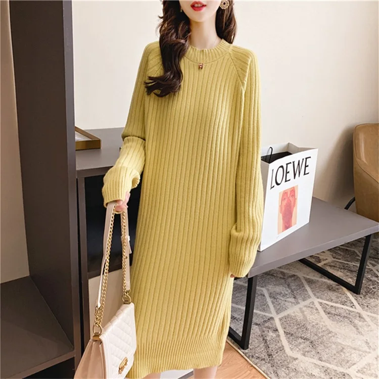 Women's Knit Low Waist Jersey 2020 Autumn New round Neck Vertical Striped Dress Mid-Length Loose Pullover
Women's Knit Low Waist Jersey 2020 Autumn New round Neck Vertical Striped Dress Mid-Length Loose Pullover
