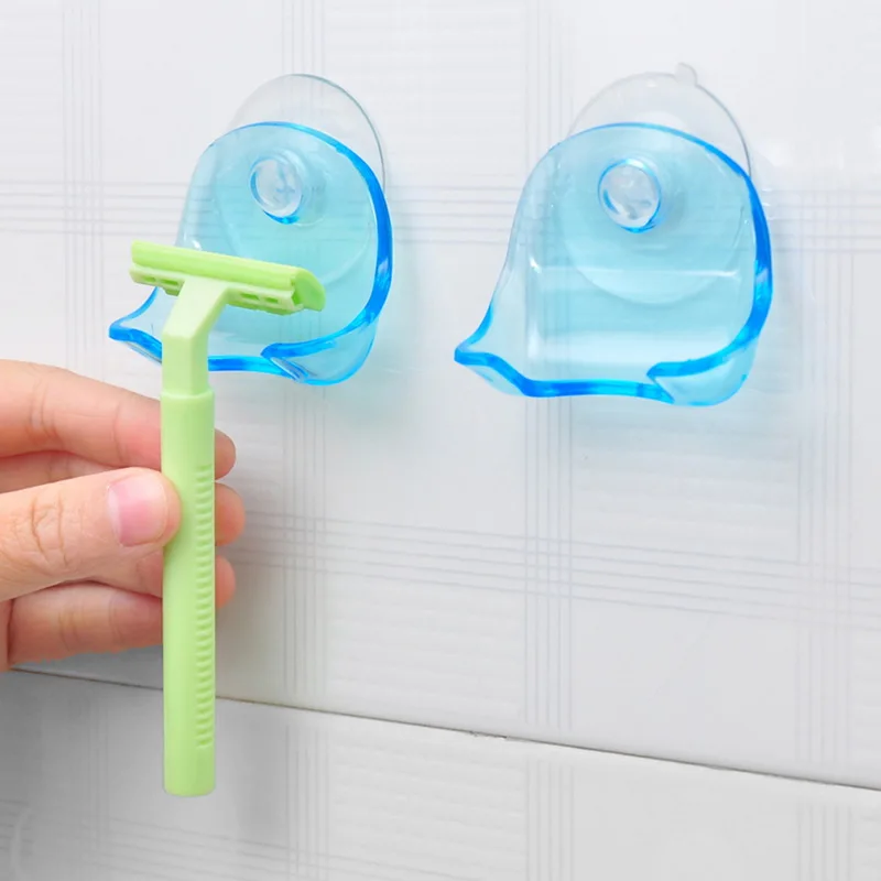 Wall-mounted Shaver Shelf Razor Holder Suction Cup Clear Blue Plastic Super Rack Bathroom Storage New | Дом и сад