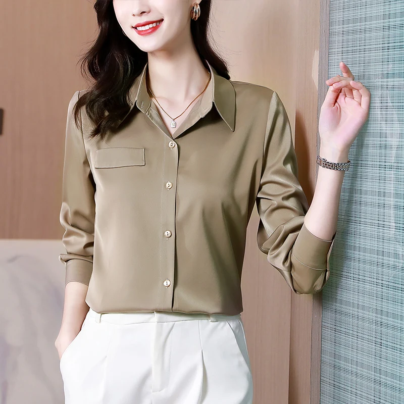 Женская атласная рубашка, с длинным рукавом, в Корейском стиле
Женская атласная рубашка, с длинным рукавом, в Корейском стиле