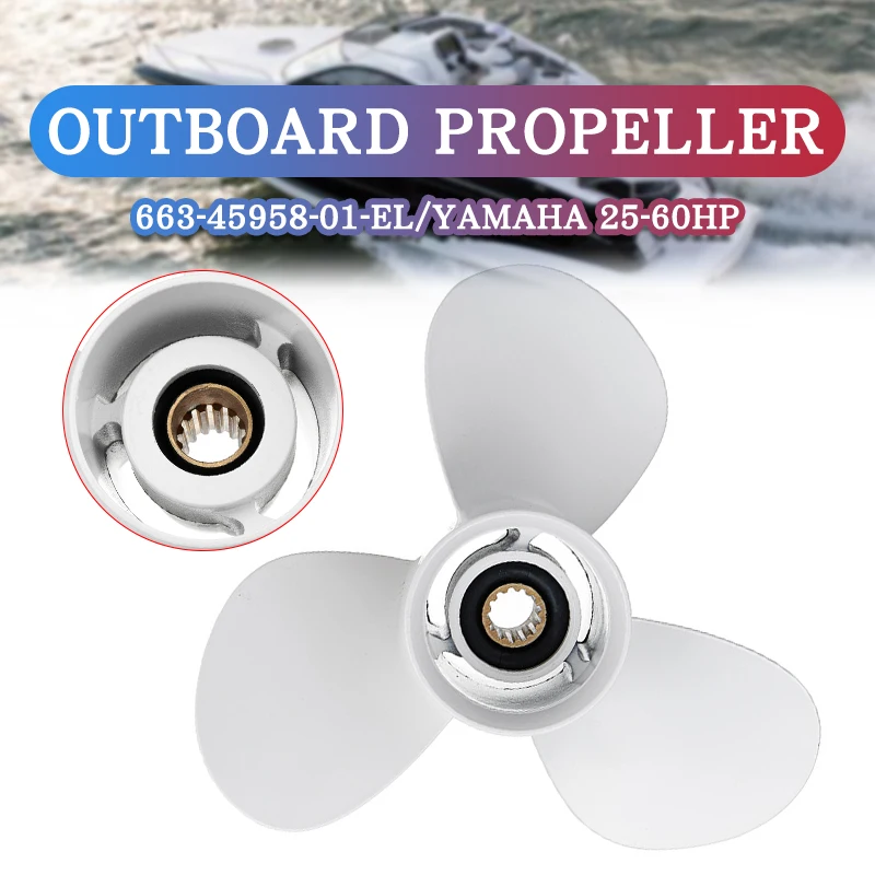11 1/4 x 14 Boat Outboard Propeller For Yamaha 25-60HP 663-45958-01-EL Marine Propeller 13 Spline Tooth White Aluminum
11 1/4 x 14 Boat Outboard Propeller For Yamaha 25-60HP 663-45958-01-EL Marine Propeller 13 Spline Tooth White Aluminum