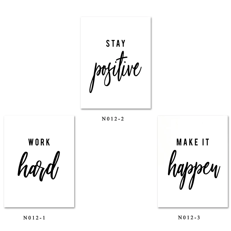 Modern Office Decorative Motivational Quote Canvas Print Work Hard Stay Positive Make It Happen Workplace Painting Wall Art | Дом и сад