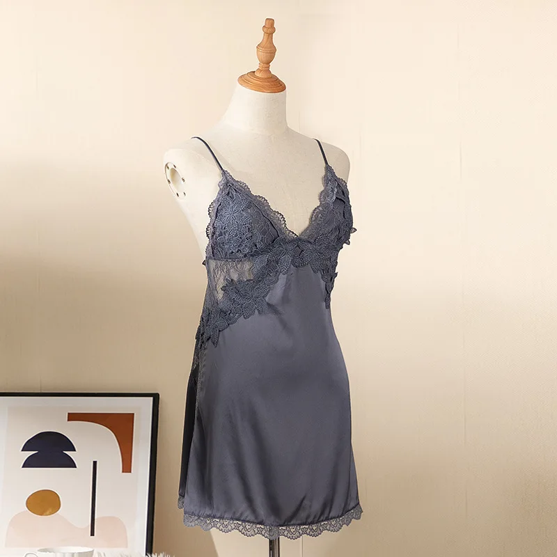 Lace Spaghetti Strap Nightgown Sexy Satin Women Sleep Dress Backless Nightdress Sleepwear Perspective Home Dressing Gown
Lace Spaghetti Strap Nightgown Sexy Satin Women Sleep Dress Backless Nightdress Sleepwear Perspective Home Dressing Gown