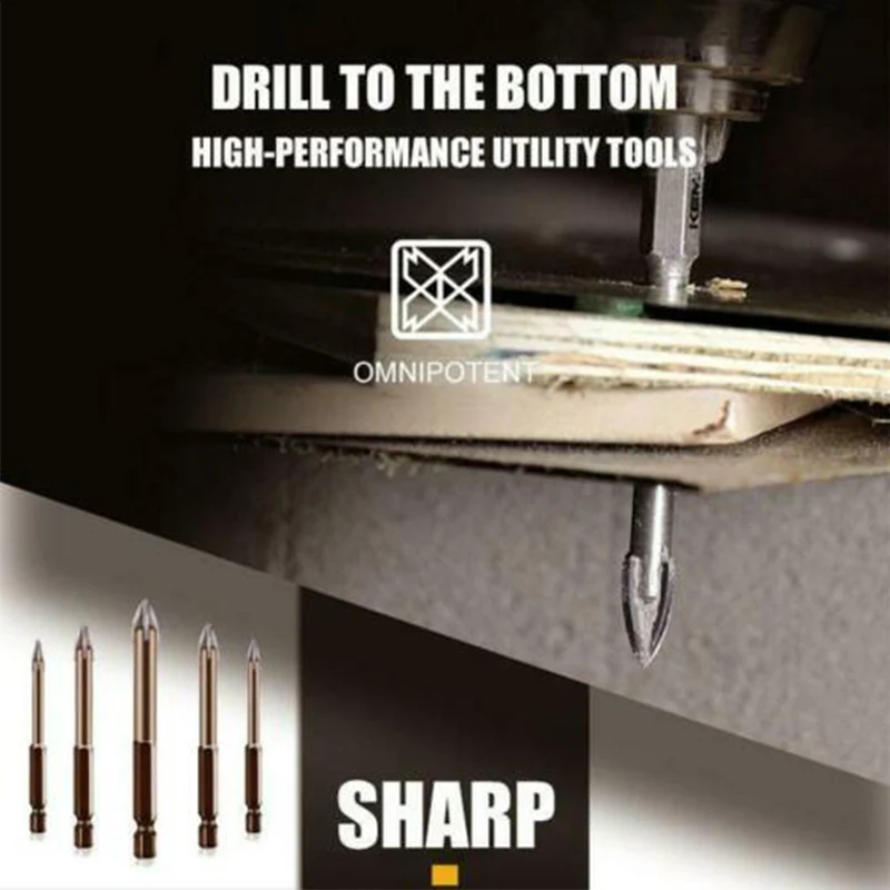 6Pcs Efficient Universal Drilling Tool High-Performance Utility Tools Multifunctional Cross Alloy Drill Bit Tip For Woodworking
6Pcs Efficient Universal Drilling Tool High-Performance Utility Tools Multifunctional Cross Alloy Drill Bit Tip For Woodworking