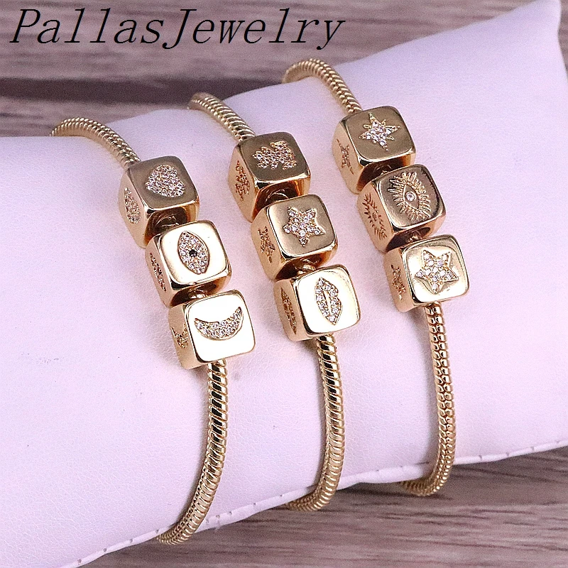 4Pcs Top Quality Gold Color Jewelry CZ Cube Spacer Bead New Fashion Metal Chain Bracelets Bangles
4Pcs Top Quality Gold Color Jewelry CZ Cube Spacer Bead New Fashion Metal Chain Bracelets Bangles