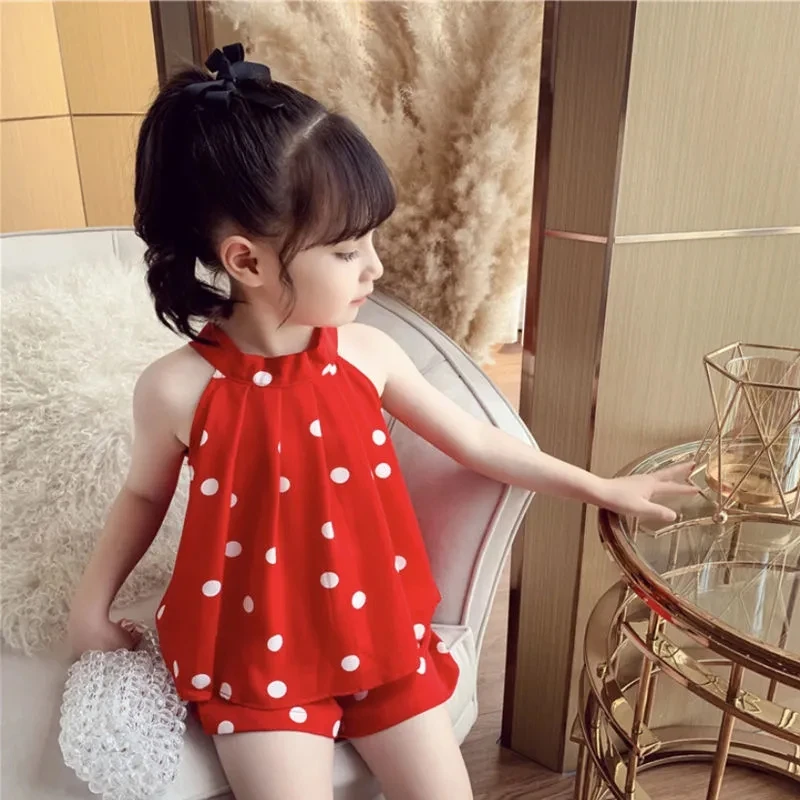 VIDMID Girls' summer suit new Korean baby kids girls foreign style dot thin summer suspender fashionable clothing sets P6077
VIDMID Girls' summer suit new Korean baby kids girls foreign style dot thin summer suspender fashionable clothing sets P6077