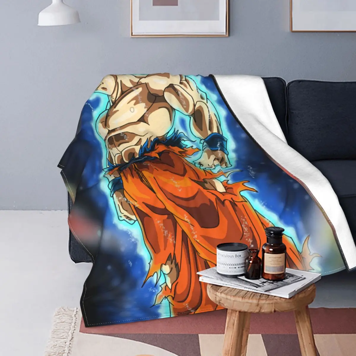 

Крутое одеяло Son Goku из кораллового флиса, плюшевое аниме японское одеяло с молнией, многофункциональное теплое одеяло для дома, ковер для сп...