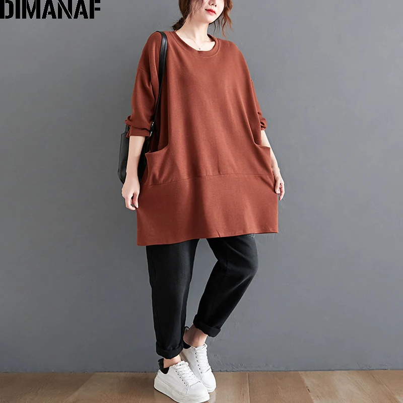 DIMANAF Casual Lady Shirts Tunic Women Clothing Oversize Loose Female Tops Tees Long Sleeve Cotton T-Shirt Pockets Spring 2022
DIMANAF Casual Lady Shirts Tunic Women Clothing Oversize Loose Female Tops Tees Long Sleeve Cotton T-Shirt Pockets Spring 2022