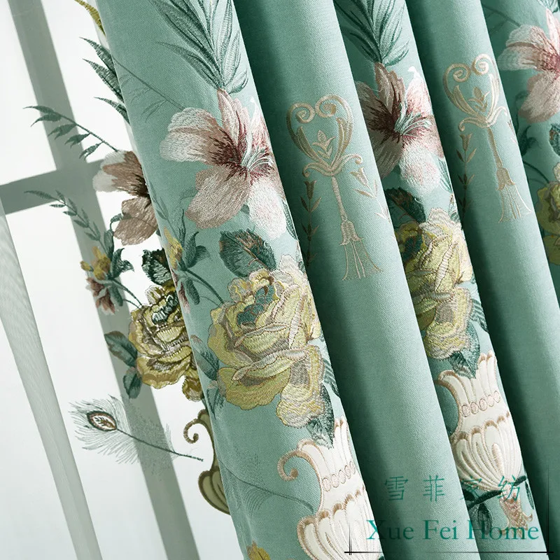 Simple Modern American Blue-green Small Fresh Embroidery Curtains for Living Dining Room Bedroom.
Simple Modern American Blue-green Small Fresh Embroidery Curtains for Living Dining Room Bedroom.