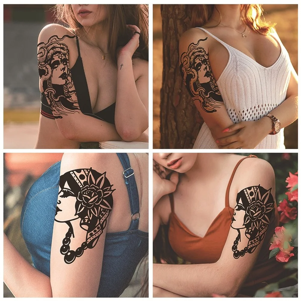 

Juice Ink Long Lasting Waterproof Temporary Tattoo Stickers Snake Flower Rose Totem Tatoo Woman Arm Body Art Transfer Fake Tatto