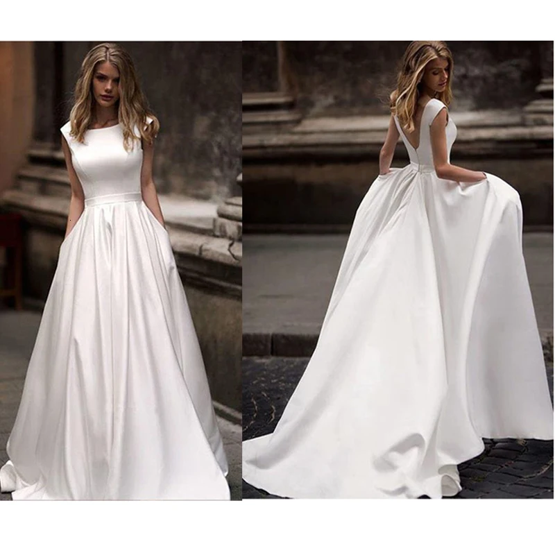Wedding Dresses With Pocket 2021 Vestidos De Novia Satin White Sleeveless Bridal Gowns Robe De Mariage Свадебное Платье
Wedding Dresses With Pocket 2021 Vestidos De Novia Satin White Sleeveless Bridal Gowns Robe De Mariage Свадебное Платье