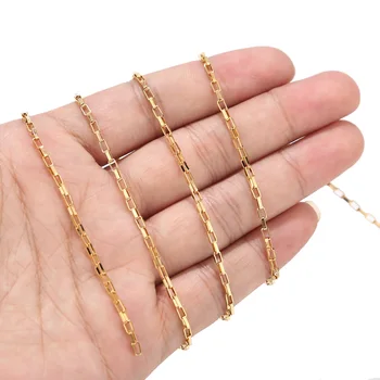 2 Meters Gold Tone Necklace Making Chain 2mm Gold Box Link Chain For Woman Male Jewelry Making Lead Free