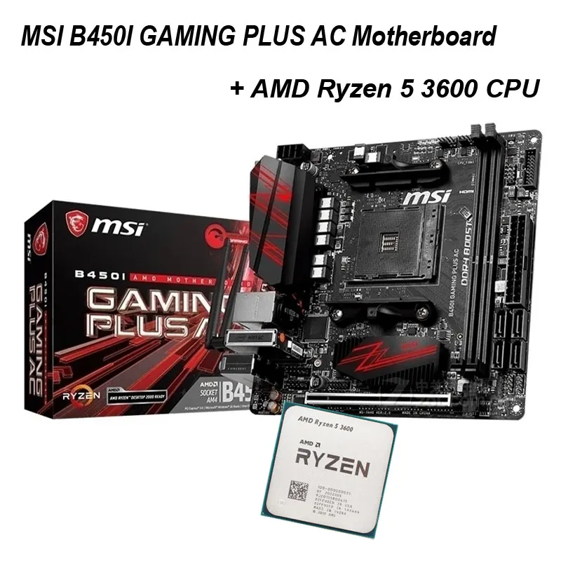 AMD Ryzen 5 3600 R5 CPU + MSI B450I GAMING PLUS AC материнская плата AM4 DDR4 B450 M.2 порт дисплея настольная