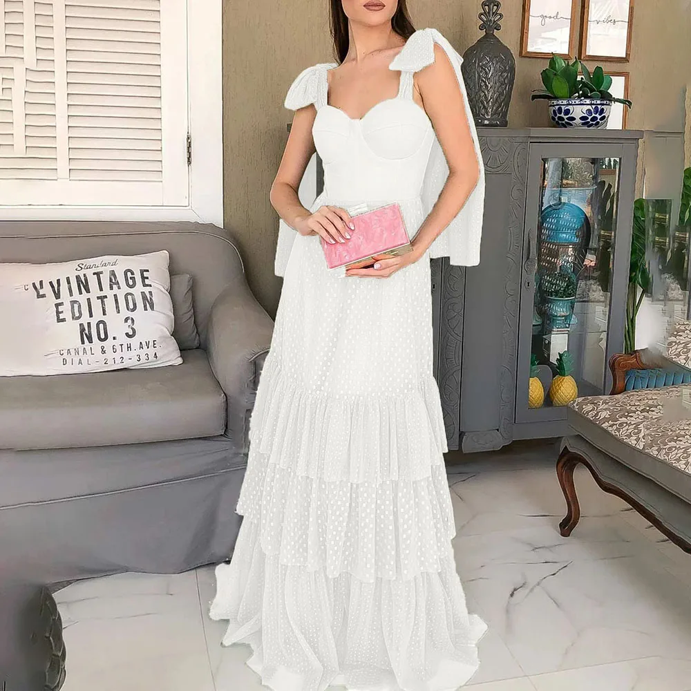 2021 Europe America New Wedding Dress Bowknot High Waist Solid Color Temperament Elegant Lace White Evening Dress
2021 Europe America New Wedding Dress Bowknot High Waist Solid Color Temperament Elegant Lace White Evening Dress