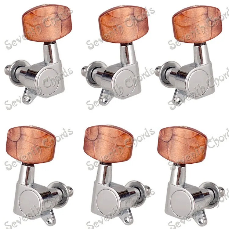 Beautiful Chrome Electric Acoustic Guitar Tuning Pegs Tuners Machine Heads, With Coffee Big square Buttons - A set of 6 Pcs
Beautiful Chrome Electric Acoustic Guitar Tuning Pegs Tuners Machine Heads, With Coffee Big square Buttons - A set of 6 Pcs