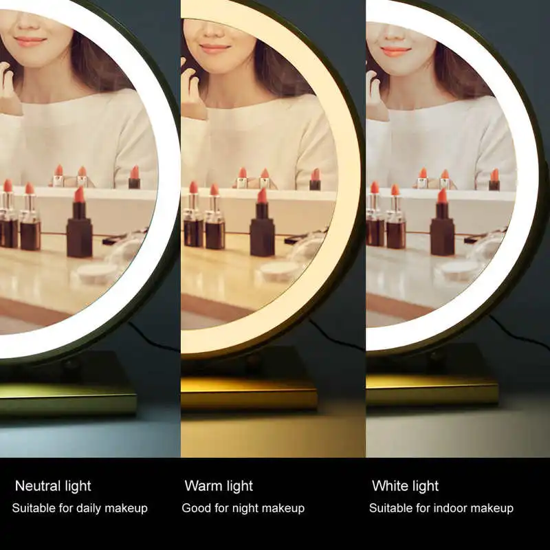 Professional LED Makeup Mirror Round Desktop 3 Color Adjustable Rotational Angle Makeup Mirror 100-240V
Professional LED Makeup Mirror Round Desktop 3 Color Adjustable Rotational Angle Makeup Mirror 100-240V