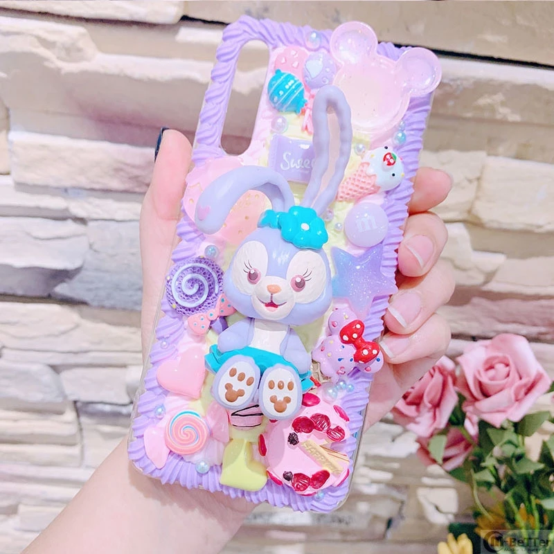 DIY чехол для Samsung Note10 plus 3D rabit телефона Galaxy s10 S6/s7/s8/9 + ручной работы кремовый note8/9