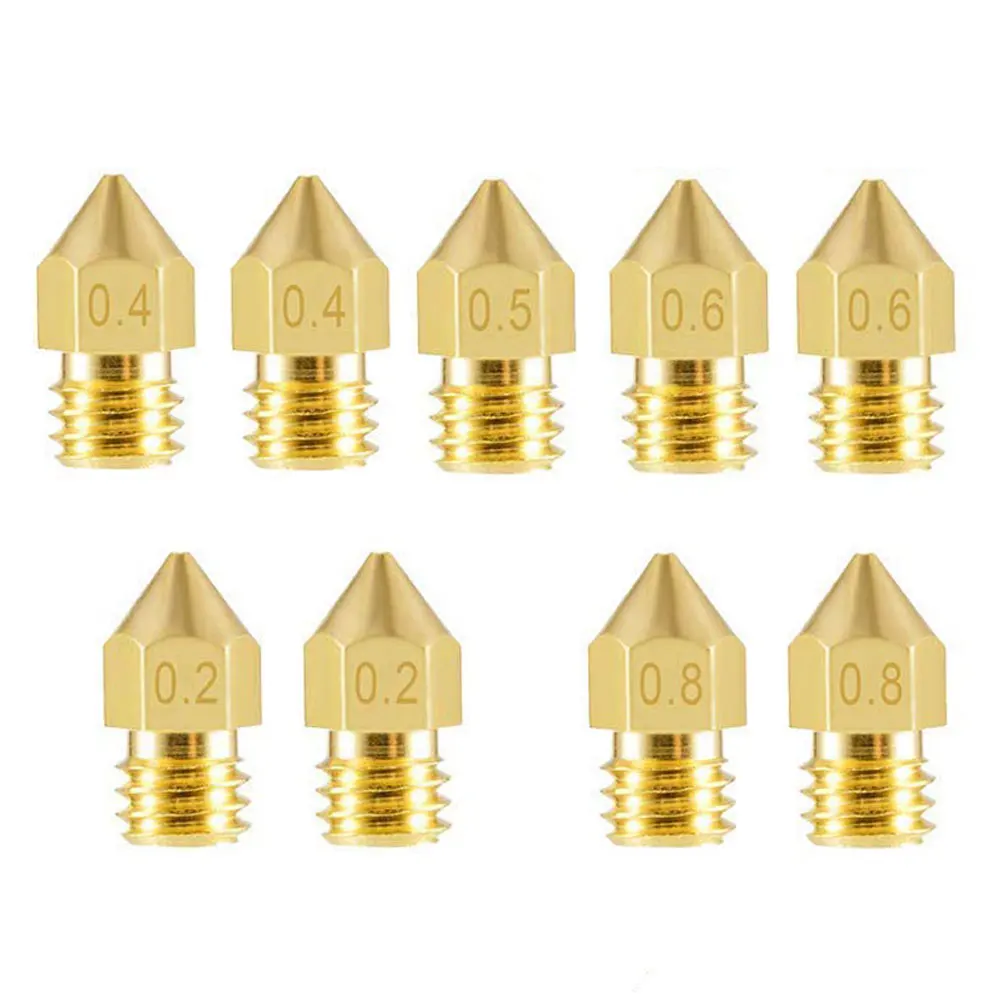 10PCS MK8 Brass Nozzle 0.2MM 0.3MM 0.4MM 0.5MM Extruder Print Head Nozzle For 1.75MM CR10 CR10S Ender-3 3D Printer Accessories
10PCS MK8 Brass Nozzle 0.2MM 0.3MM 0.4MM 0.5MM Extruder Print Head Nozzle For 1.75MM CR10 CR10S Ender-3 3D Printer Accessories