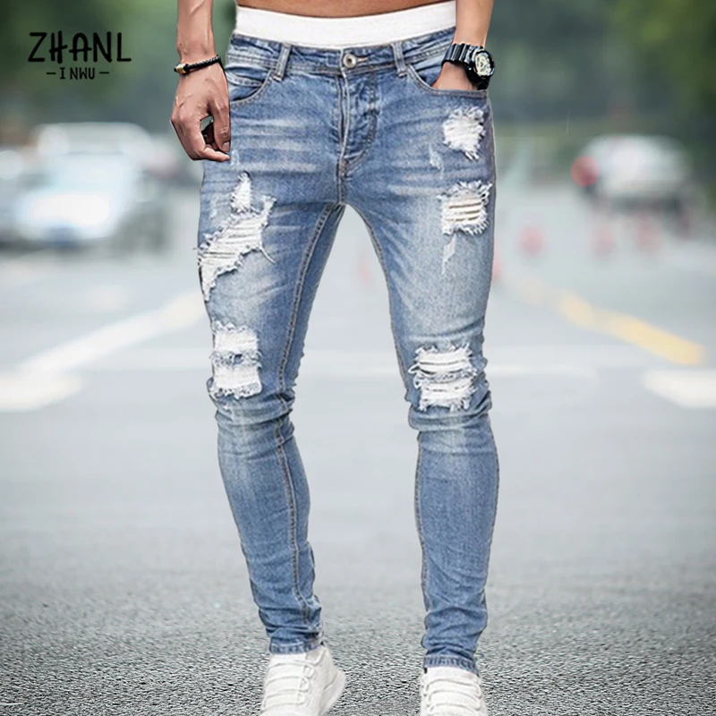 Men Jeans Blue Slim ripped jeans Pants Spring Autumn Streetwear Men Casual Denim hole Skinny Trousers Biker Outer wear Pants
Men Jeans Blue Slim ripped jeans Pants Spring Autumn Streetwear Men Casual Denim hole Skinny Trousers Biker Outer wear Pants