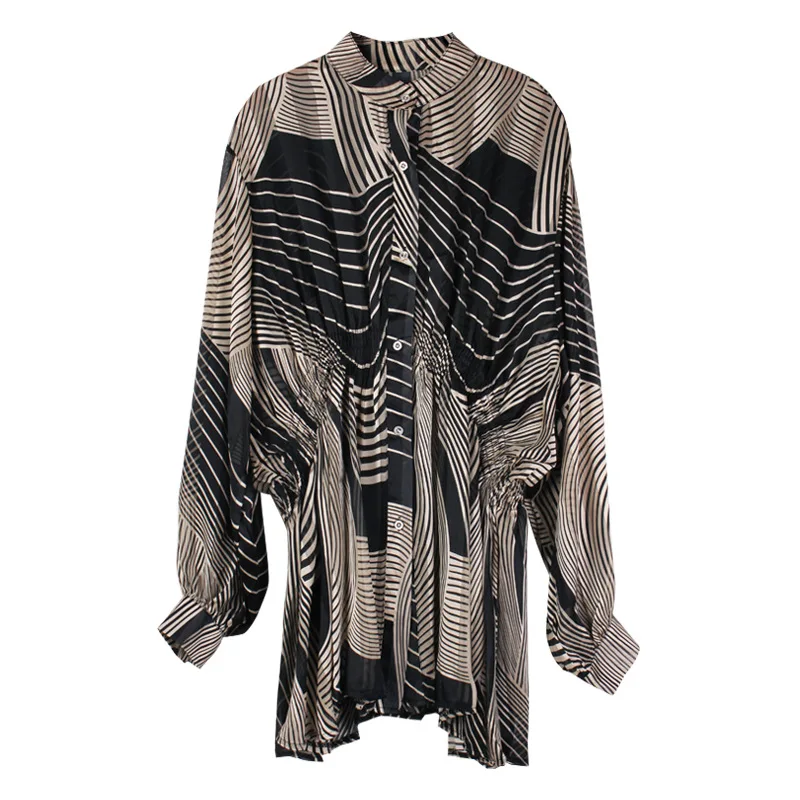 Chiffon Blouse Spring Batwing Sleeve Slim Elastic Waist Loose Shirts for Woman Wave Pattern Long Sleeve Plus Size Women Blouses
Chiffon Blouse Spring Batwing Sleeve Slim Elastic Waist Loose Shirts for Woman Wave Pattern Long Sleeve Plus Size Women Blouses