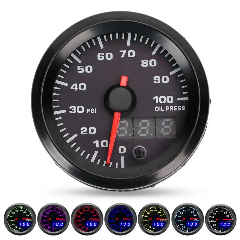 12V 2in Oil Pressure Gauge 0-100PSI Meter 7 Colors LED Display with Sensor Universal Oil Pressure Meter for Car
12V 2in Oil Pressure Gauge 0-100PSI Meter 7 Colors LED Display with Sensor Universal Oil Pressure Meter for Car