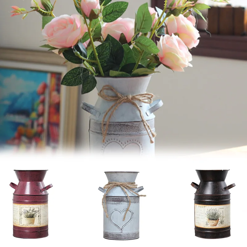 Chic Bucket for French Vintage WeddingVase, Rustic Primitives Milk Can Jug Tin Pot Decorative Flower Vase for Farmhouse Kitchen
Chic Bucket for French Vintage WeddingVase, Rustic Primitives Milk Can Jug Tin Pot Decorative Flower Vase for Farmhouse Kitchen