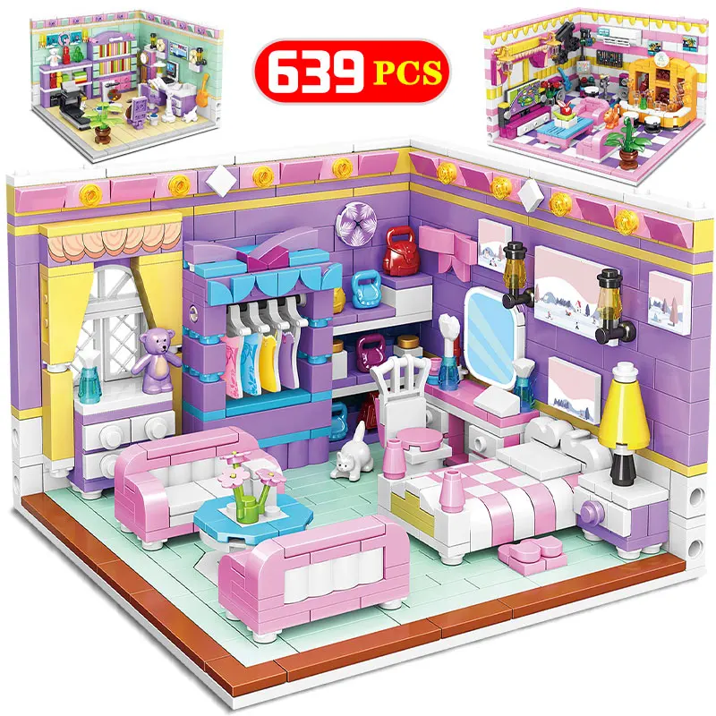 670 Pcs City Street View House Model Building Blocks Mini Cabin Room Friends Bricks DIY Children Toys for Girls Gifts
670 Pcs City Street View House Model Building Blocks Mini Cabin Room Friends Bricks DIY Children Toys for Girls Gifts