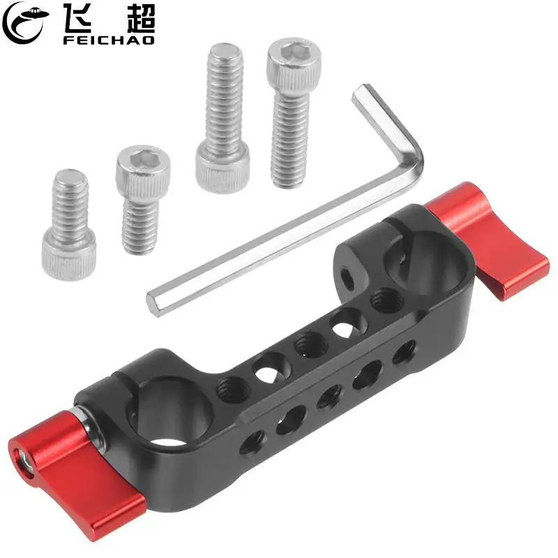 

Lightweight Dual 15mm Rod Clamp Railblock with 1/4 Screw Holes For DSLR Camera 15mm Rod Shoulder Support System For Follow Focus