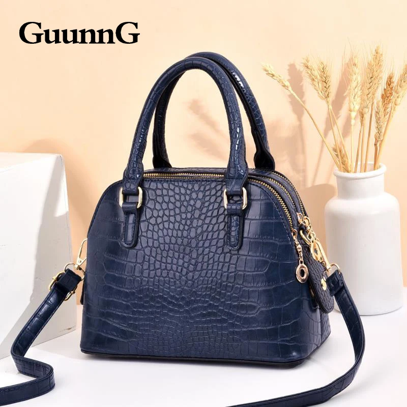GuunnG модная классическая синяя женская сумка из крокодиловой кожи кожаные