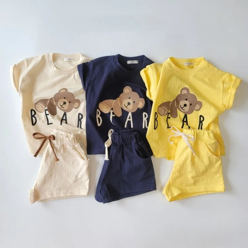 Baby Girls Clothing Sets Bear Cartoon Cute Korean Boys Top Short Sleeve T Shirt +shorts Pant Cotton Soft Newborn Summer Outfit
Baby Girls Clothing Sets Bear Cartoon Cute Korean Boys Top Short Sleeve T Shirt +shorts Pant Cotton Soft Newborn Summer Outfit