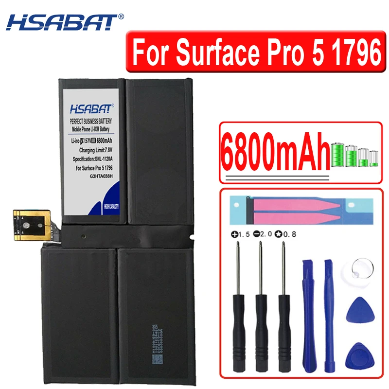 Аккумулятор HSABAT 6800mAh DYNM02 G3HTA038H для Microsoft Surface Pro5 1796
Аккумулятор HSABAT 6800mAh DYNM02 G3HTA038H для Microsoft Surface Pro5 1796