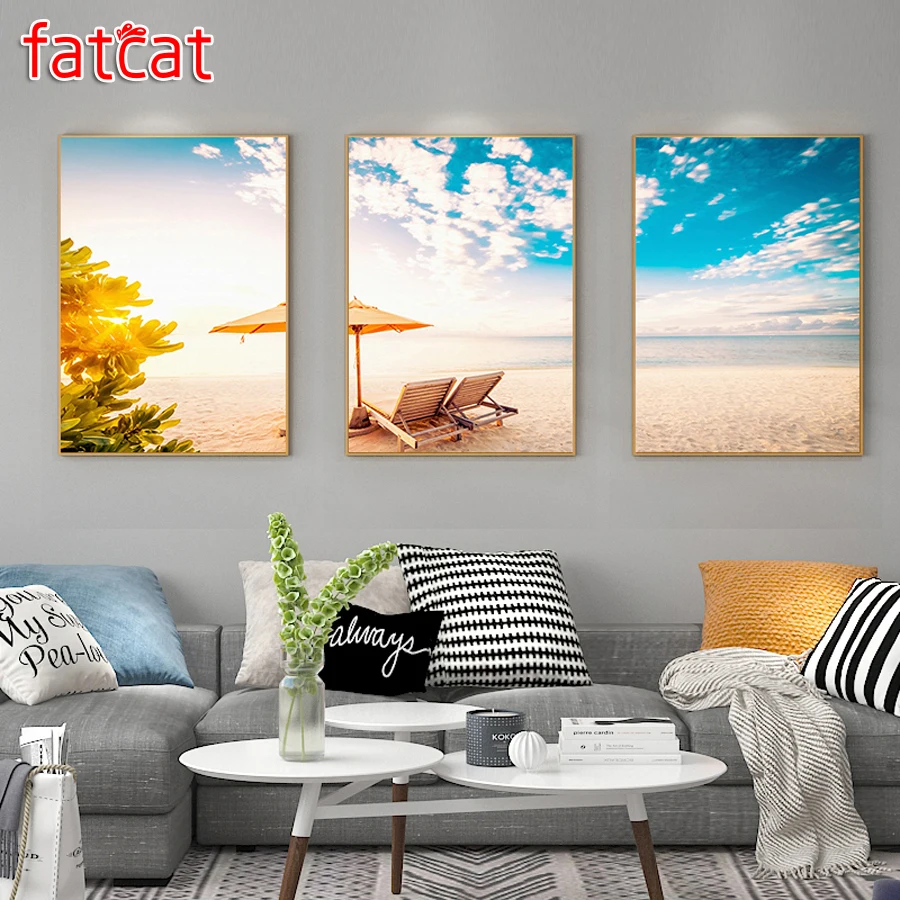 FATCAT Beach scenery 5D Diy Diamond Painting Triptych full mosaic diamond Embroidery natural scenery Wall Decoration AE1467
FATCAT Beach scenery 5D Diy Diamond Painting Triptych full mosaic diamond Embroidery natural scenery Wall Decoration AE1467