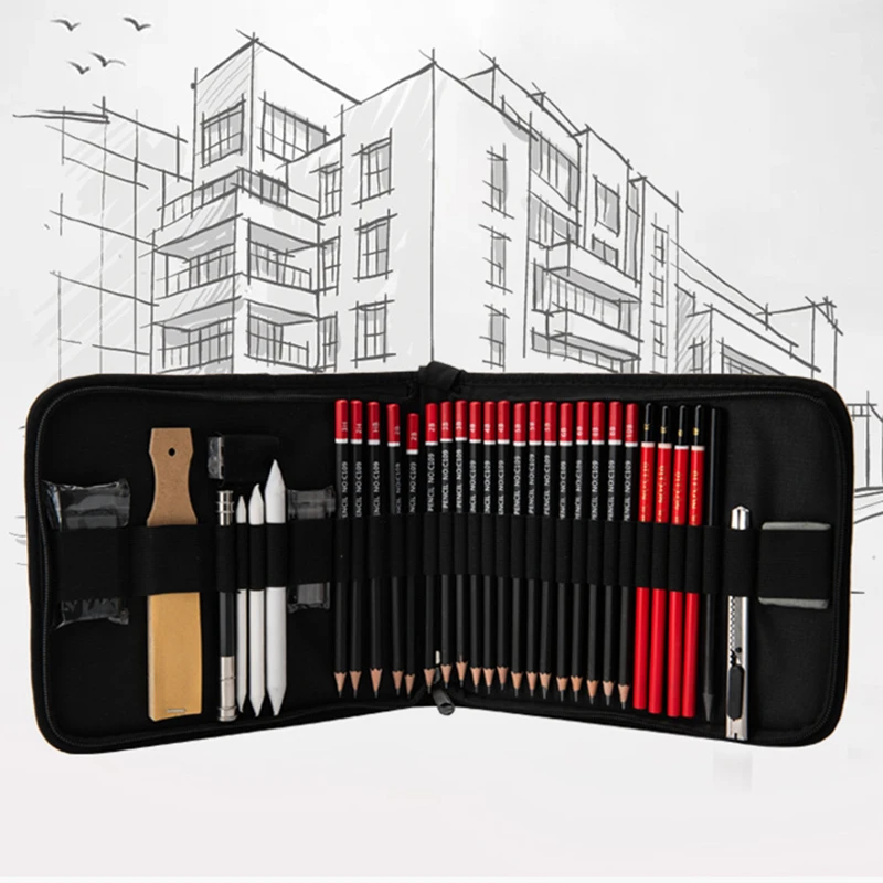 35pcs Sketch Pencil Set Professional Sketching Drawing Kit Wood Pencil Bags For Painter School Students Art Supplies
35pcs Sketch Pencil Set Professional Sketching Drawing Kit Wood Pencil Bags For Painter School Students Art Supplies