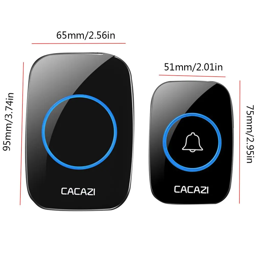 CACAZI New Wireless Doorbell Waterproof 300M Remote EU AU UK US Plug smart Door Bell Chime battery 1 2 button 1 2 3 receiver AC
CACAZI New Wireless Doorbell Waterproof 300M Remote EU AU UK US Plug smart Door Bell Chime battery 1 2 button 1 2 3 receiver AC